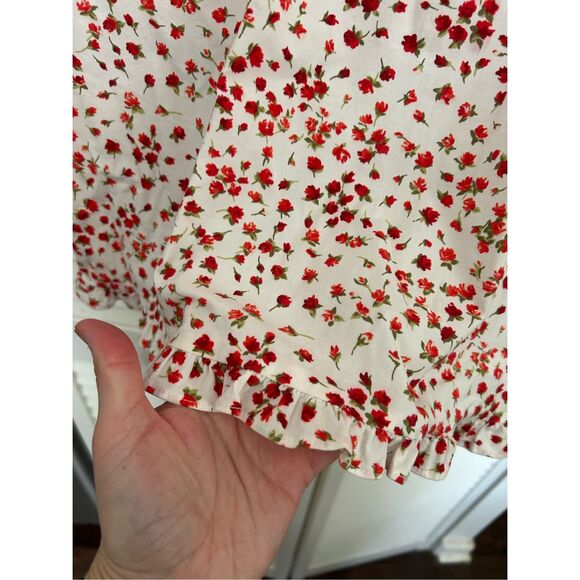 Moda International Red White Floral Ruffle Sleeveless Dress, Size 2 - Picture 3 of 10